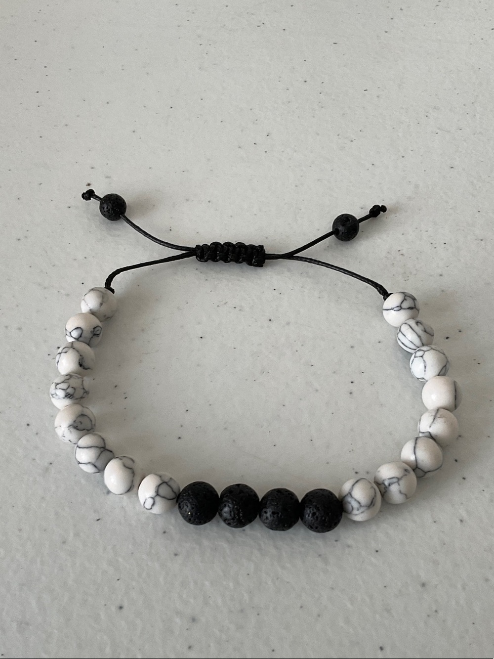 Adjustable Lava Stone/howlite Beaded Bracelet